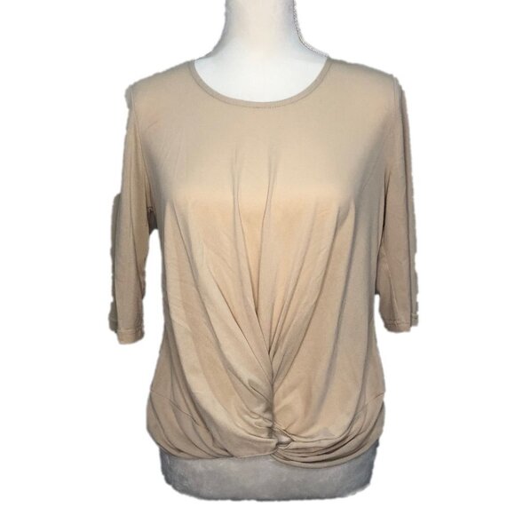 INVESTMENTS PETITE (PM) Beige twist front top - Picture 1 of 4